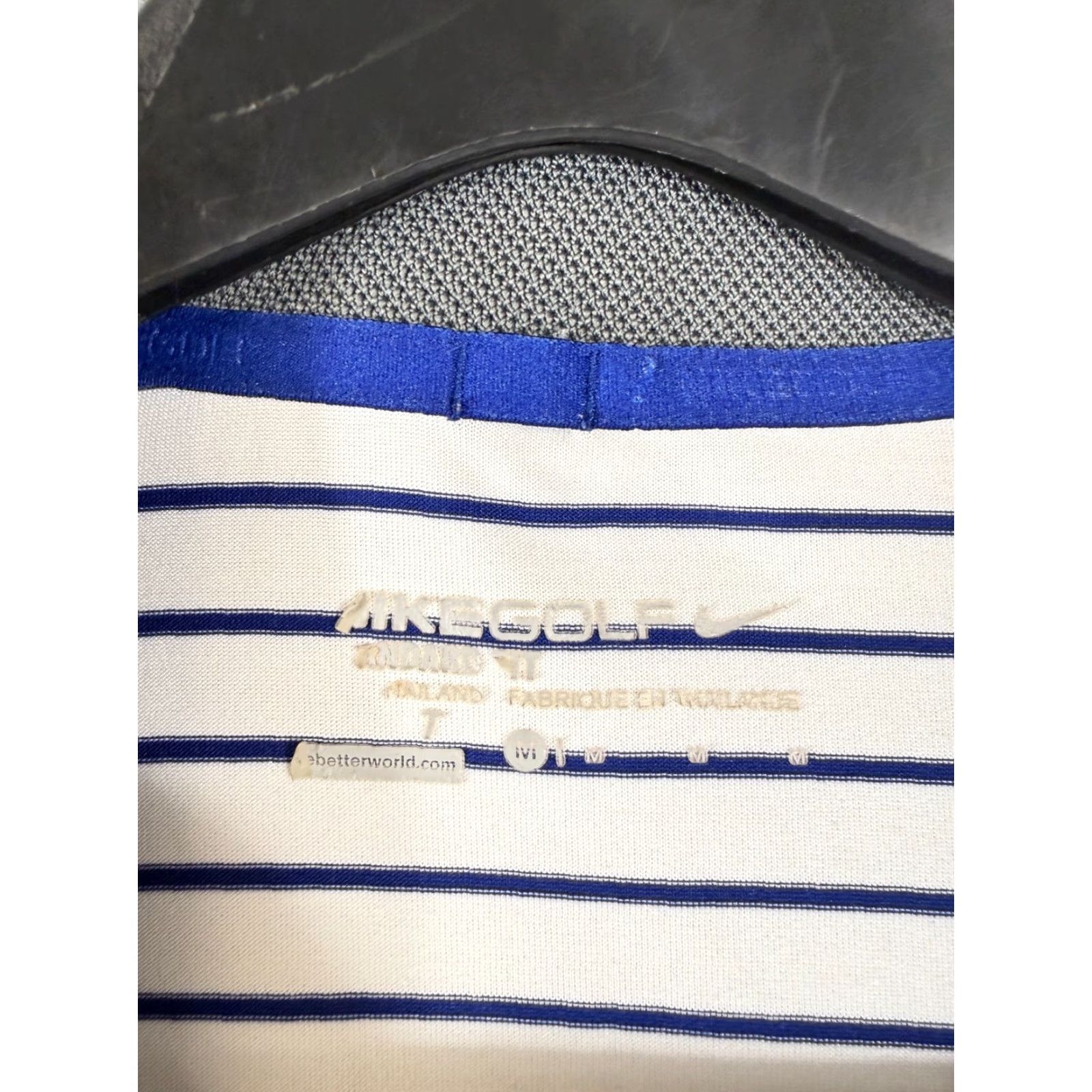 Nike Nike Golf Polo Shirt Mens M White Blue Striped Standard Fit Stretch Performance Short Sleeve Size US M / EU 48-50 / 2 - 6 Thumbnail