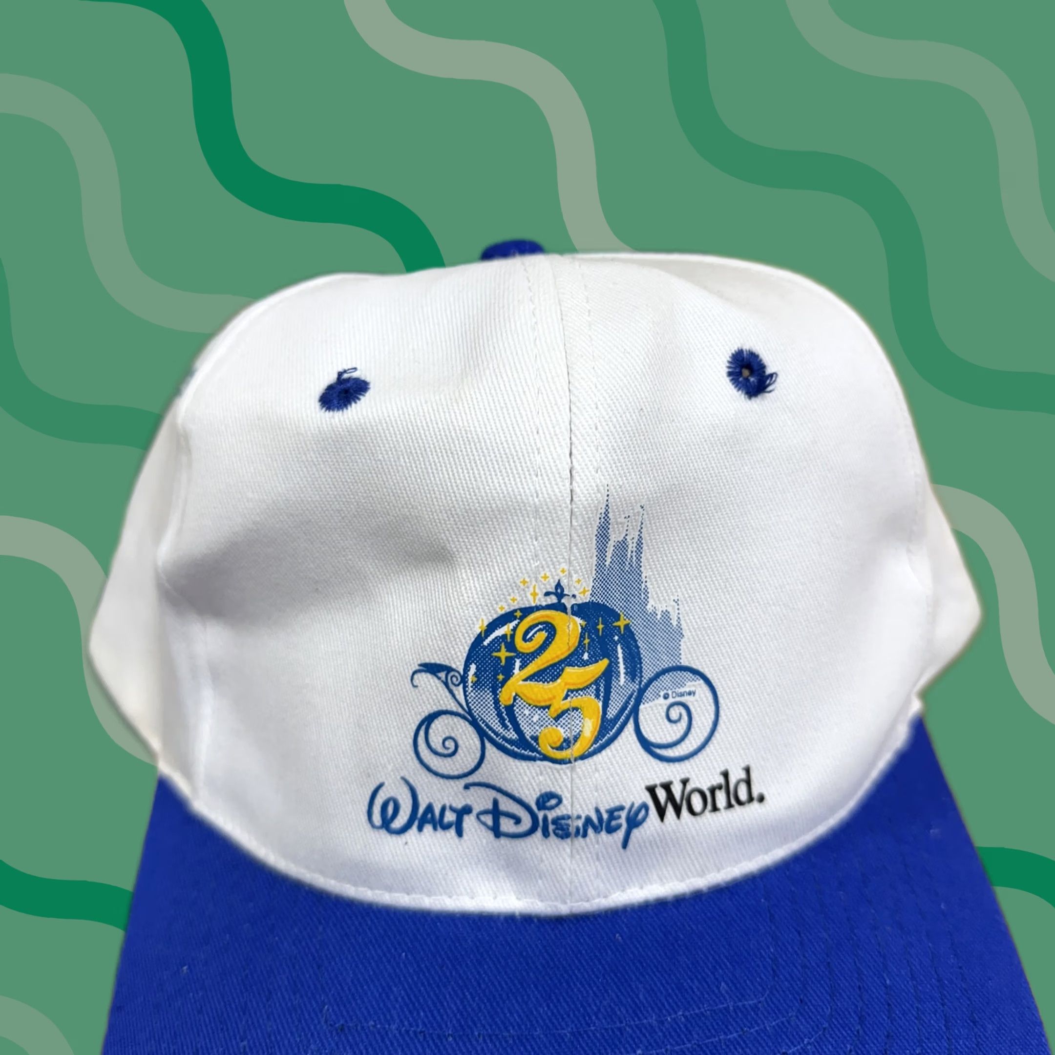 Disney VINTAGE Walt Disney World Hat Cap Snap Back White Blue 25th Anniversary Mens 90s Size ONE SIZE - 1 Thumbnail