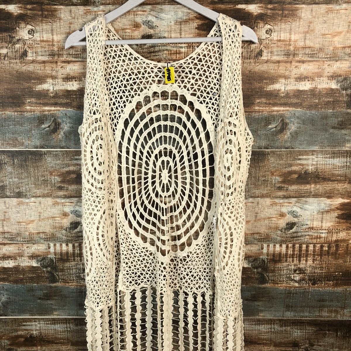 Homespun Knitwear Japan crochet meshnet Brown Brown Vest Knitwear #A1980 Size S / US 4 / IT 40 - 5 Thumbnail