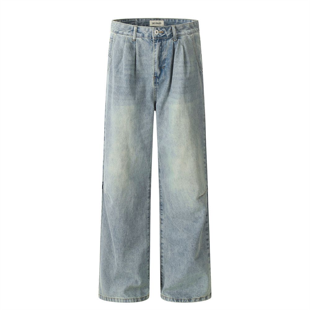 Japanese Brand × Jean Street American washed distressed punk straight jeans Size US 32 / EU 48 - 1 Thumbnail