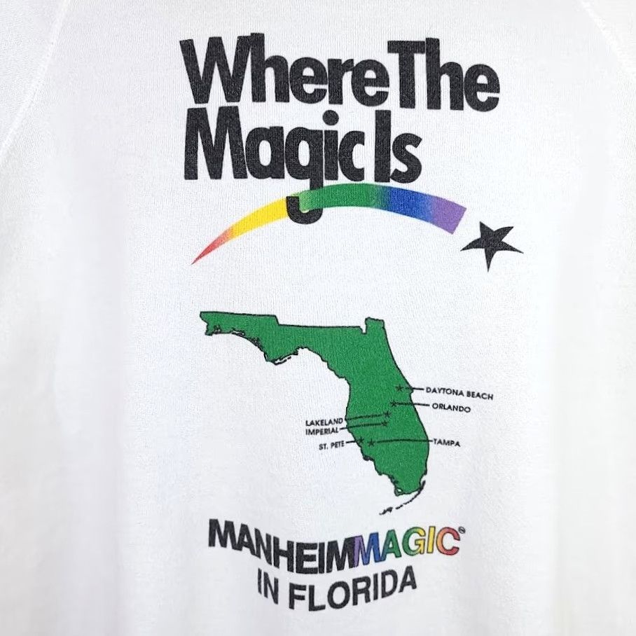 Rainbow VINTAGE Manheim Florida Surfer Sweatshirt Mens Size L Rainbow Magic Is 90s Crew Neck White Cotton Blend Shirt Size US L / EU 52-54 / 3 - 3 Thumbnail