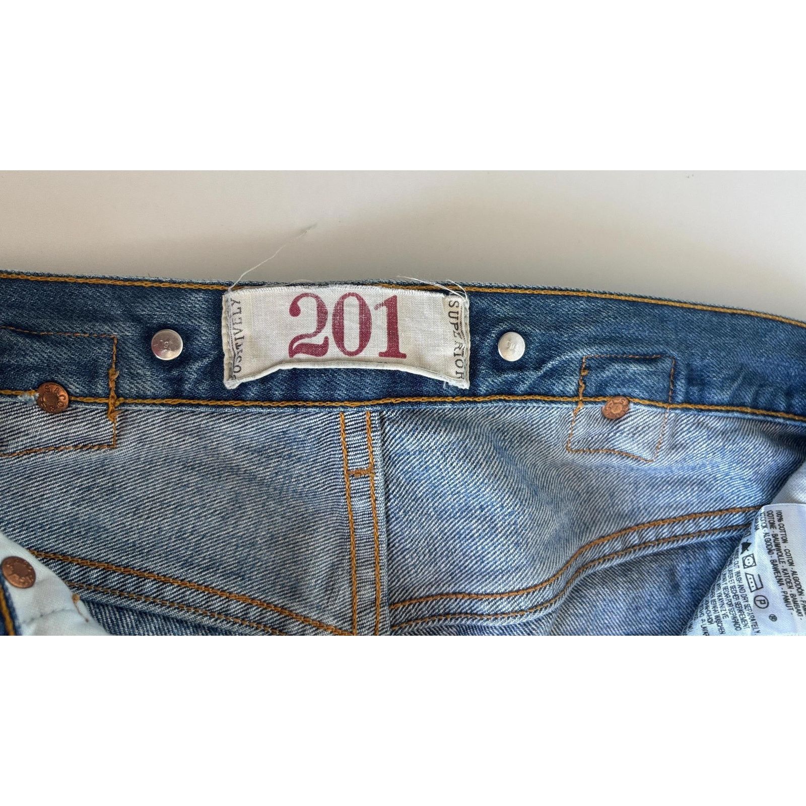 Levi's × Levi's Vintage Clothing Vintage Levi’s 201 Cinch Back Jeans Rare Repro Denim Size US 32 / EU 48 - 9 Thumbnail
