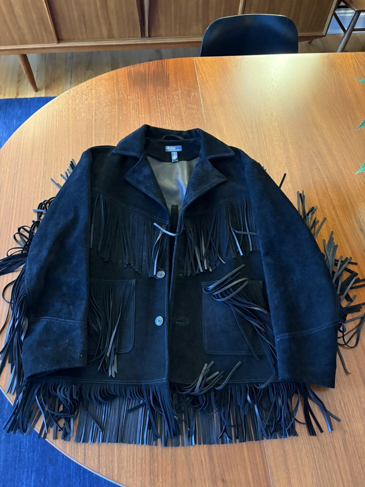 POLO RALPH LAUREN ROUGHOUT LEATHER FRINGE JACKET SMALL