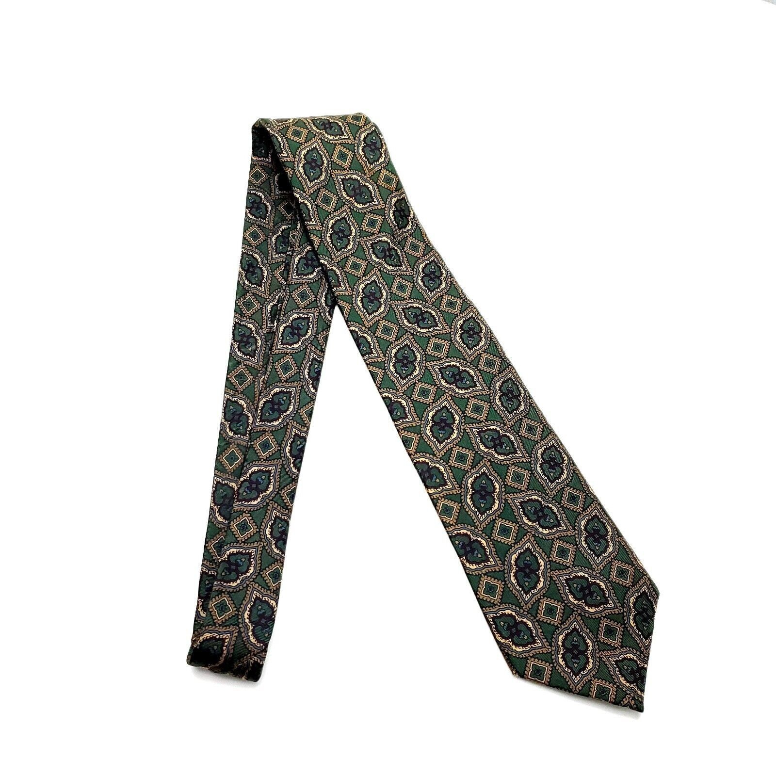 Stafford Stafford Silk Tie Print Green Geometric Size ONE SIZE - 6 Thumbnail
