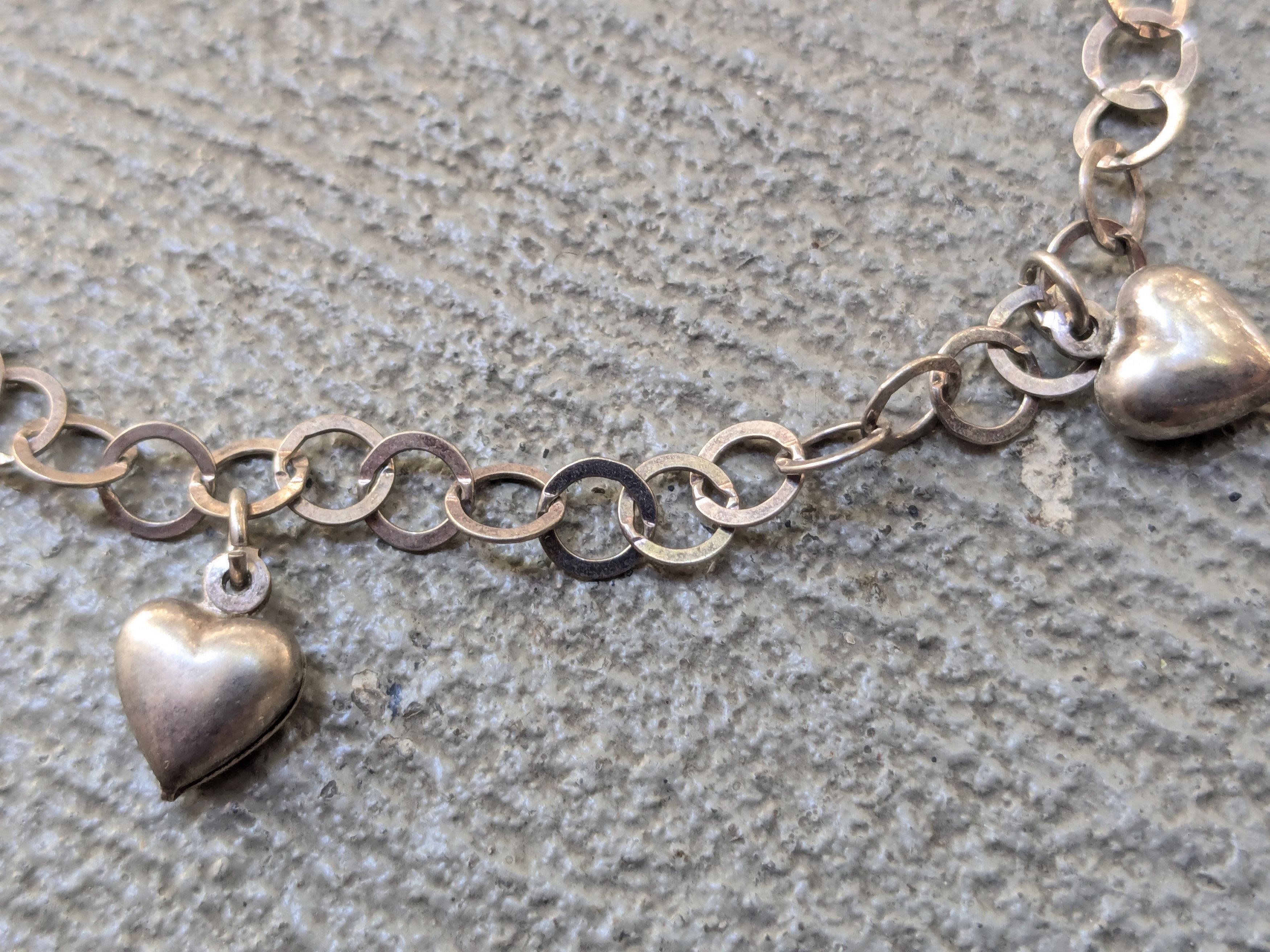 Sterling Silver × Vintage Vintage Sterling Silver Anklet Heart Round Charm 9" Size ONE SIZE - 9 Thumbnail