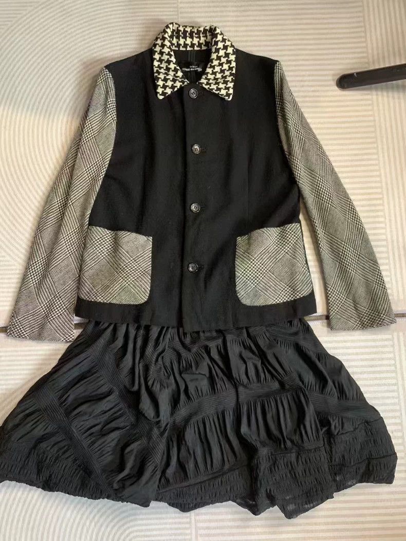 Comme des Garcons CDG Wool Blend Coat with Houndstooth Collar-2505 Size US M / EU 48-50 / 2 - 9 Thumbnail