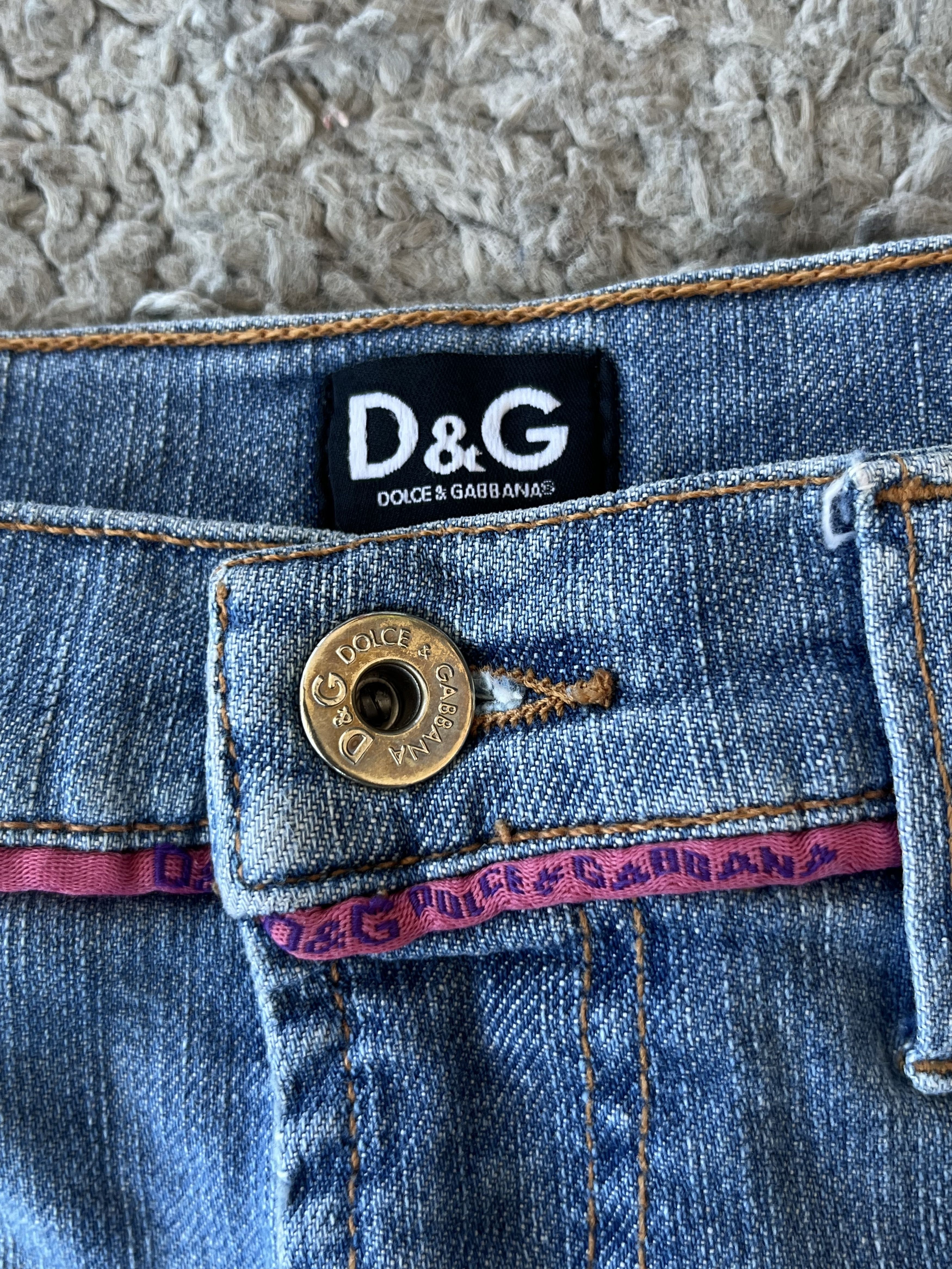 Dolce & Gabbana D&G Vintage Rare Mini Skirt With Pink Pipping On Blue Denim Size 30" / US 8 / IT 44 - 5 Thumbnail
