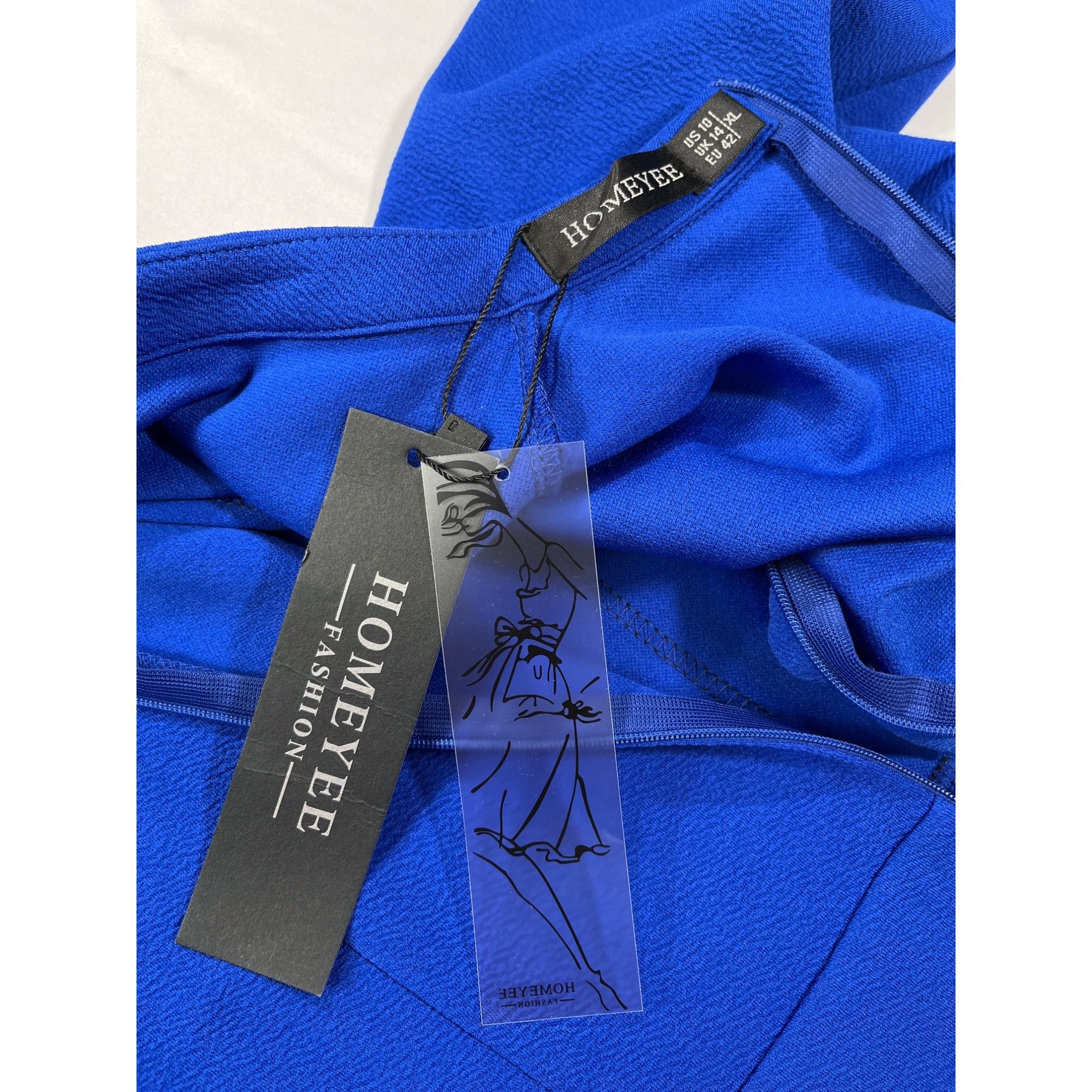 Designer Homeyee SKU 7628 Womens Blue Dress With sleeves Size XL Size XL / US 12-14 / IT 48-50 - 11 Thumbnail