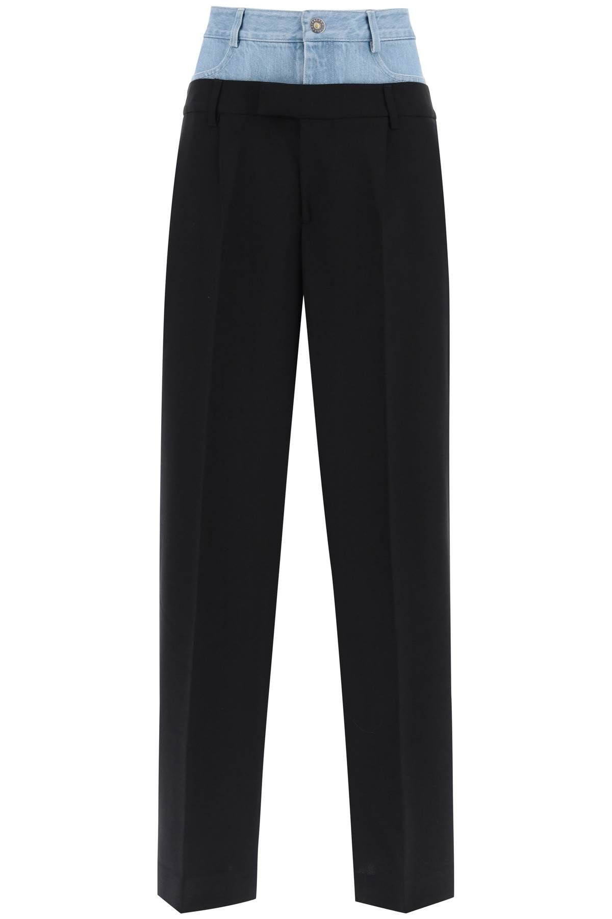 image of Dion Lee Wide Leg Hybrid Pants in Nero, Women's (Size 26)