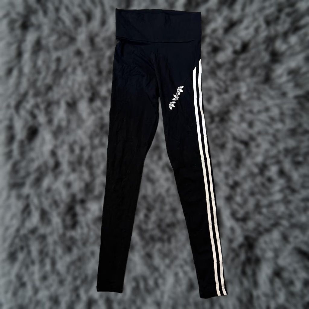 Adidas Adidas Pants Womens XS Black High Waisted 3-Stripes Leggings Trefoil GT8469 Size 26" / US 2 / IT 38 - 1 Thumbnail