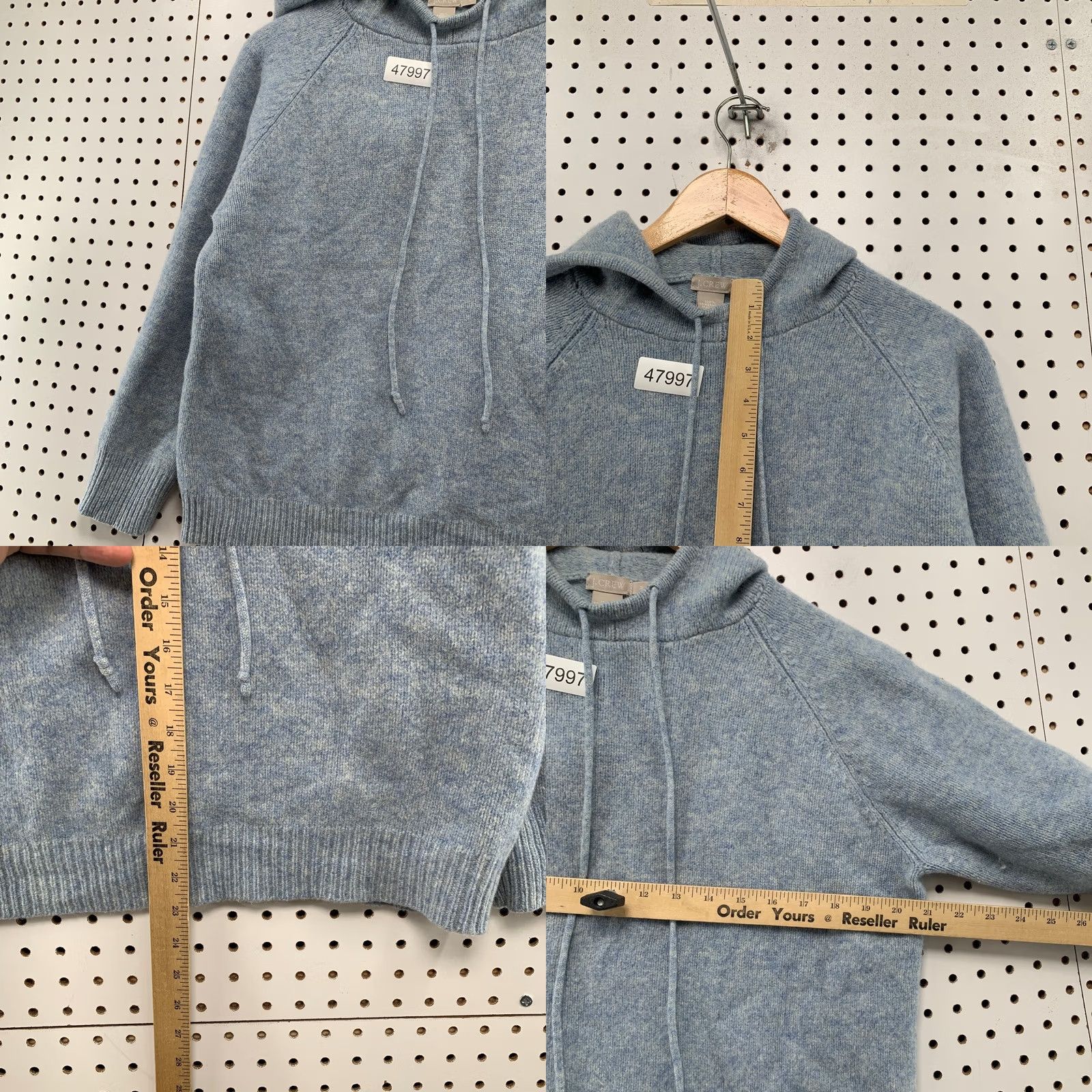 J.Crew J.CREW Wool Hoodie Sweater Womens Small Blue Hooded Lambswool Hong Kong Shirt Size S / US 4 / IT 40 - 8 Thumbnail