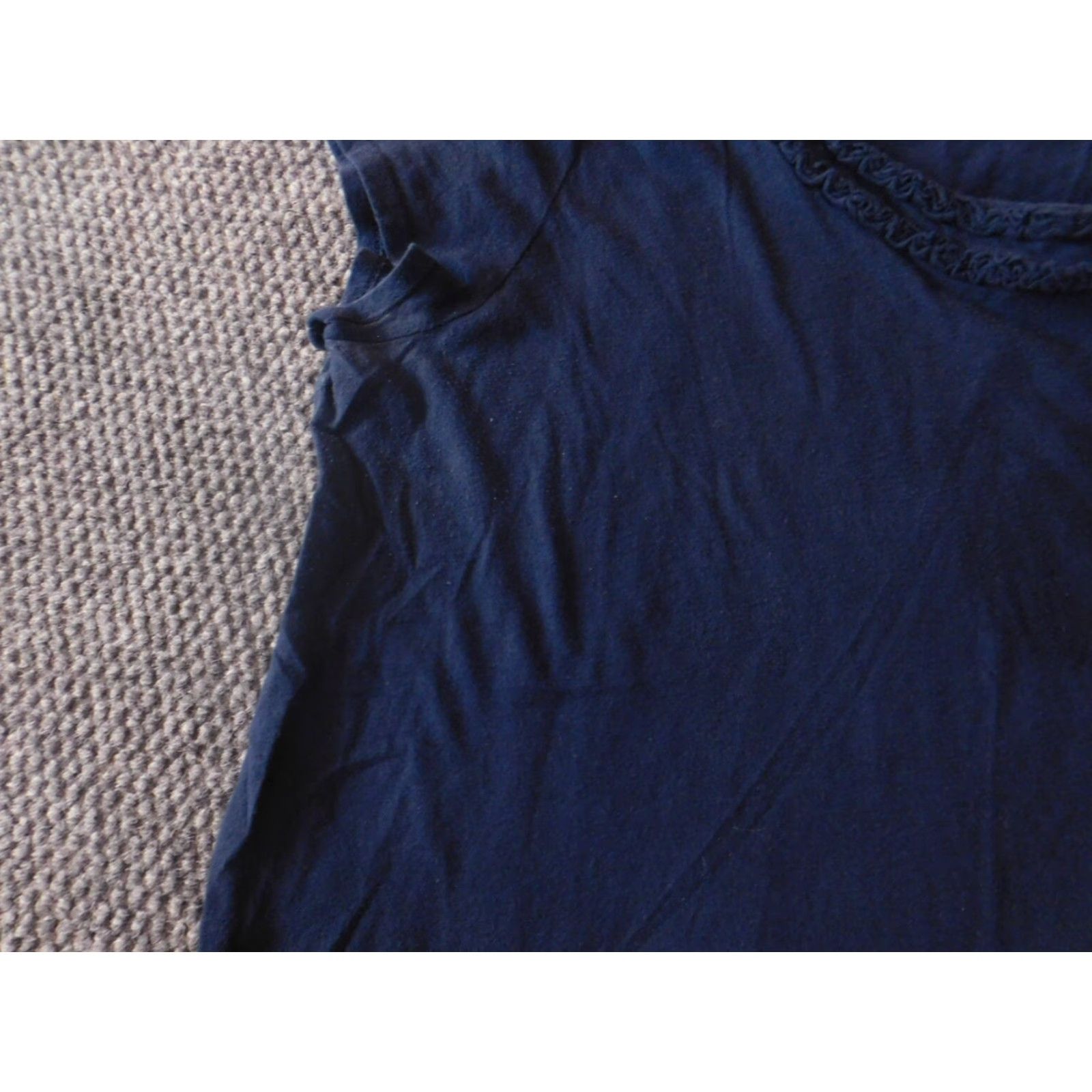 Ann Taylor Loft Ann Taylor Loft Blouse Short Sleeve Round Neck XL Blue Casual Women Regular 100% Cotton Button Pullover Size XL / US 12-14 / IT 48-50 - 7 Thumbnail