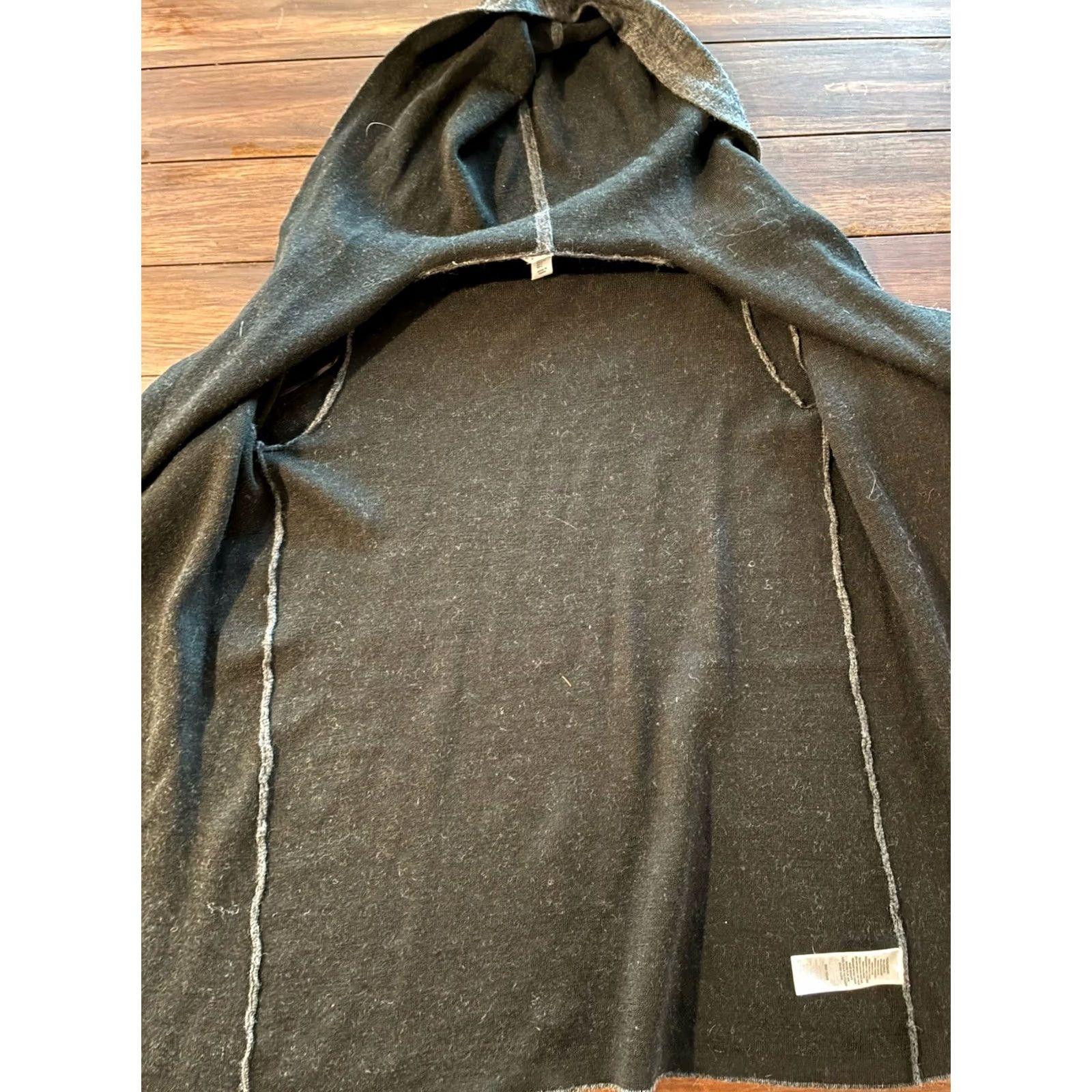 Vintage MAX STUDIO Wool Blend Hooded Long Duster Cardigan Open Front Charcoal Grey Large Size L / US 10 / IT 46 - 7 Thumbnail