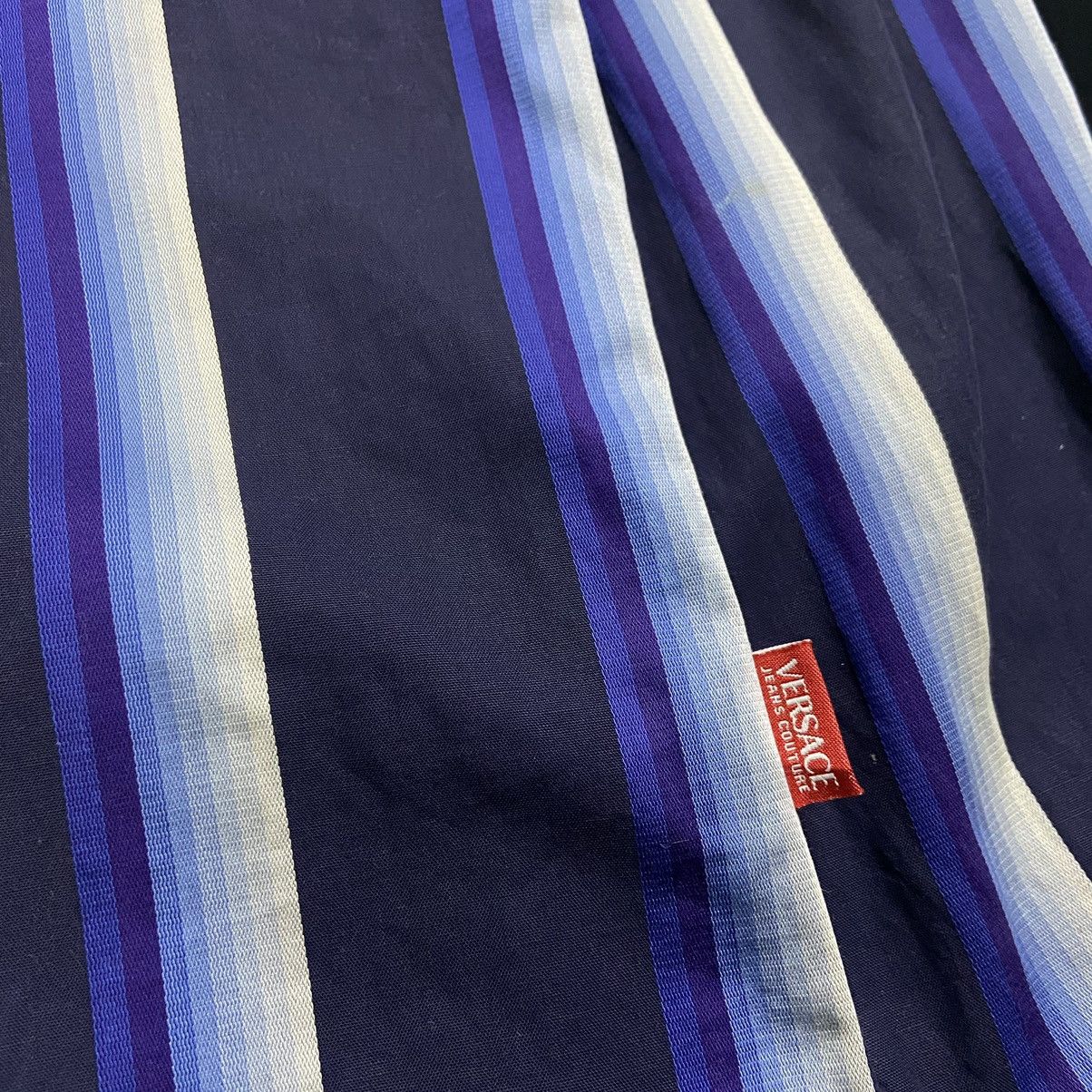 Vintage Versace Jeans Couture Vertical Stripe Button Up Shirt Size US L / EU 52-54 / 3 - 6 Thumbnail