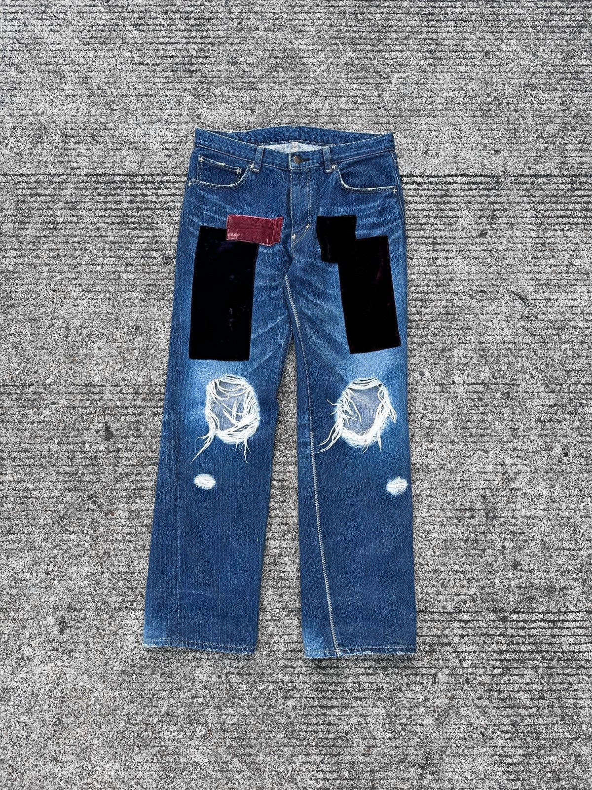 Number(N)ine AW03 Grunge Patch Denim
