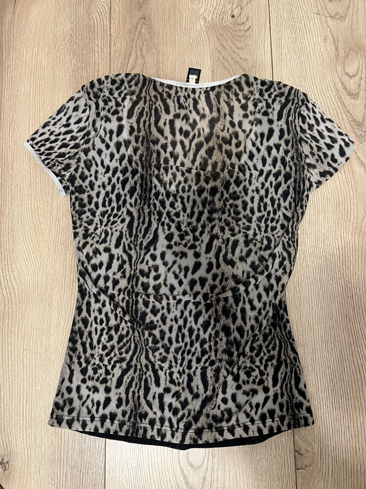 Roberto Cavalli Y2K Roberto Cavalli Sheer Leopard & Black Mesh Top Size 46 Size M / US 6-8 / IT 42-44 - 3 Thumbnail