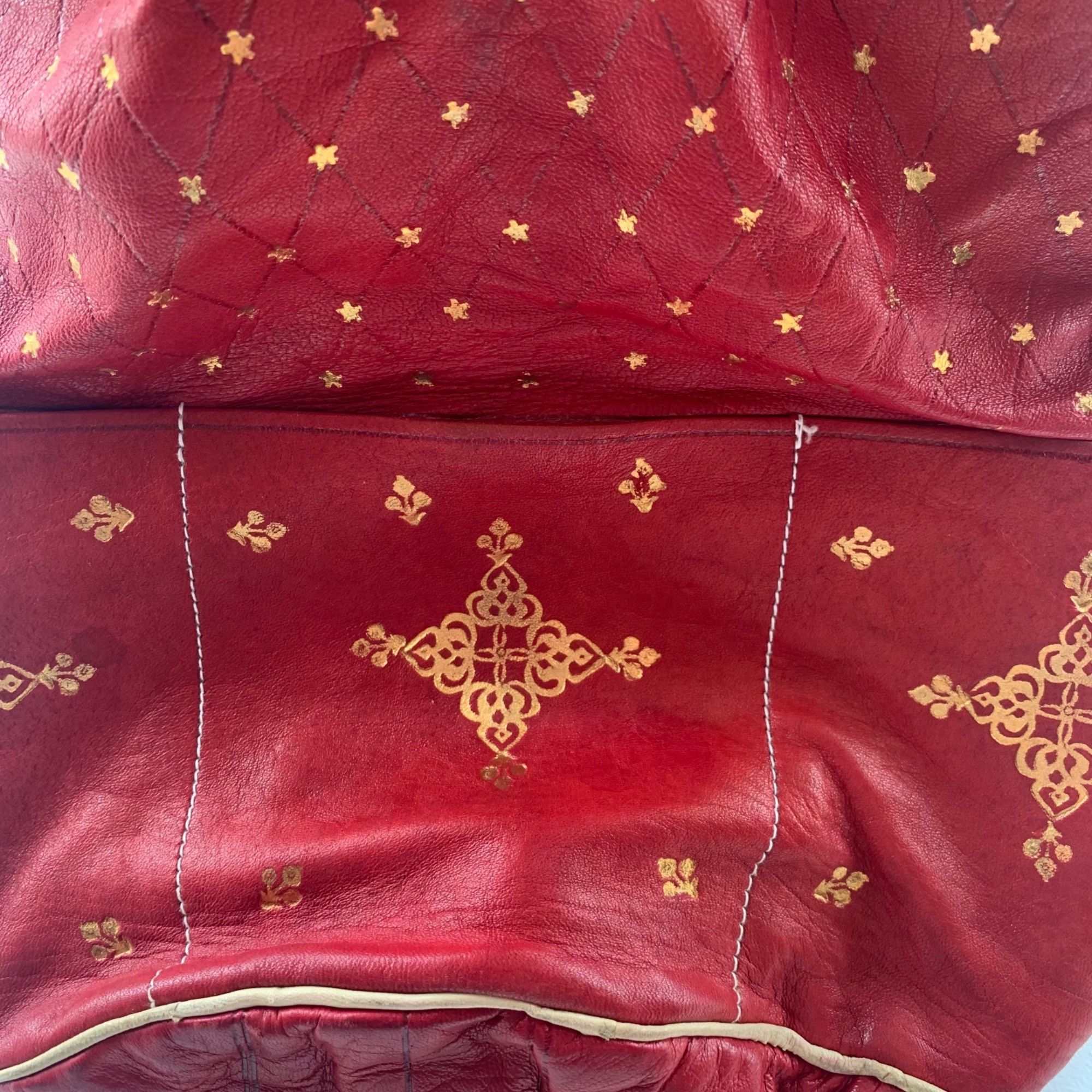 Vintage Vintage Red Leather Gold Foiled Star Print Drawstring Bucket Size ONE SIZE - 10 Thumbnail