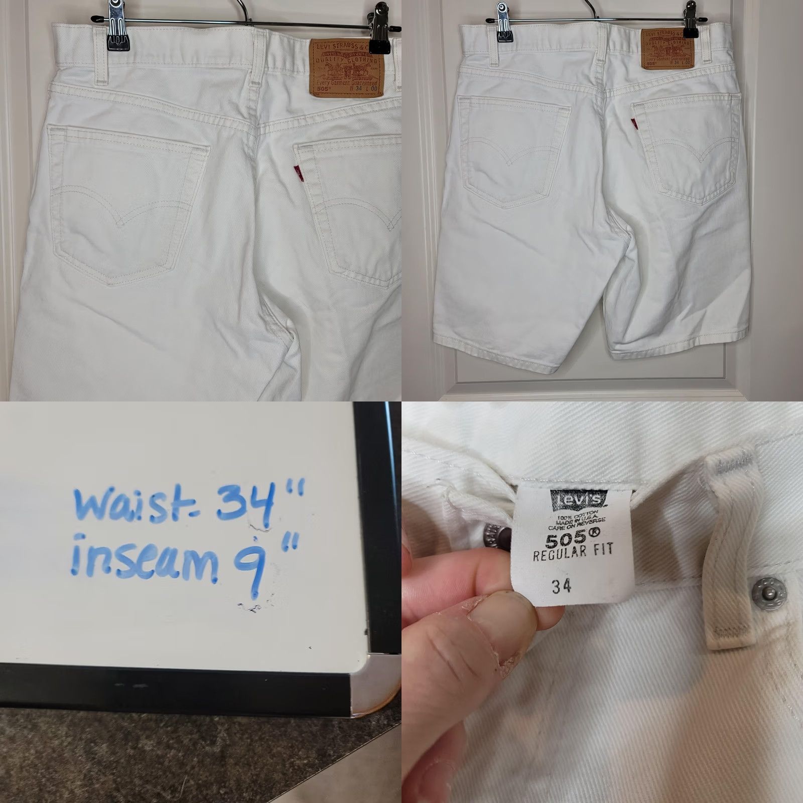 Levi's VINTAGE Levi's Shorts 34 White Denim 5-Pocket 505 Regular Fit Bermuda Casual USA Mens Size US 34 / EU 50 - 8 Thumbnail