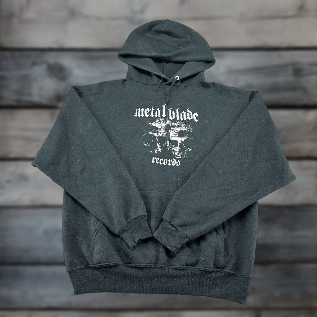 Jerzees VINTAGE Jerzees Hoodie Mens M Black Pullover Gothic Metal Slayer Y2K Size US M / EU 48-50 / 2 - 1 Thumbnail