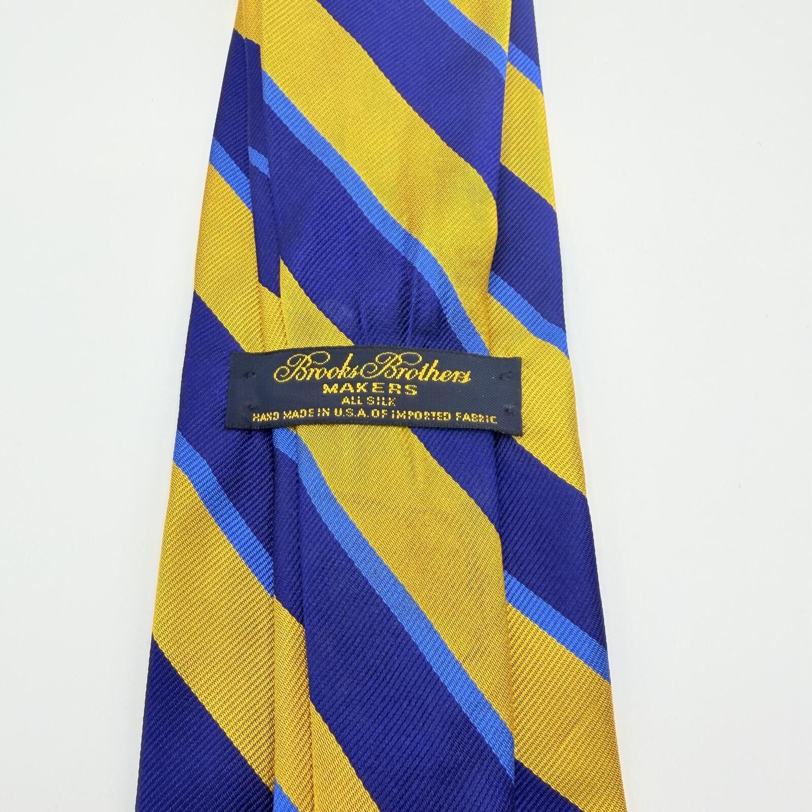 Brooks Brothers Brooks Brothers Tie Men's Blue Gold Stripe 100% Silk Size ONE SIZE - 1 Thumbnail