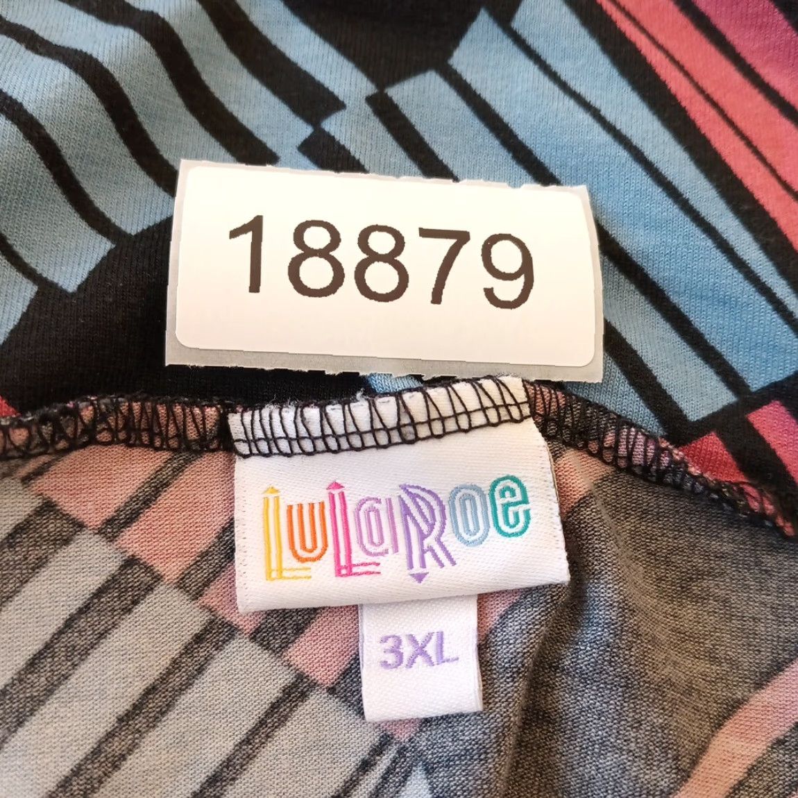Vintage LuLaRoe Skirt Geometric 3XL Blue Pink Knee Length A-Line Pull On Women's Size 40" / US 18 - 7 Thumbnail