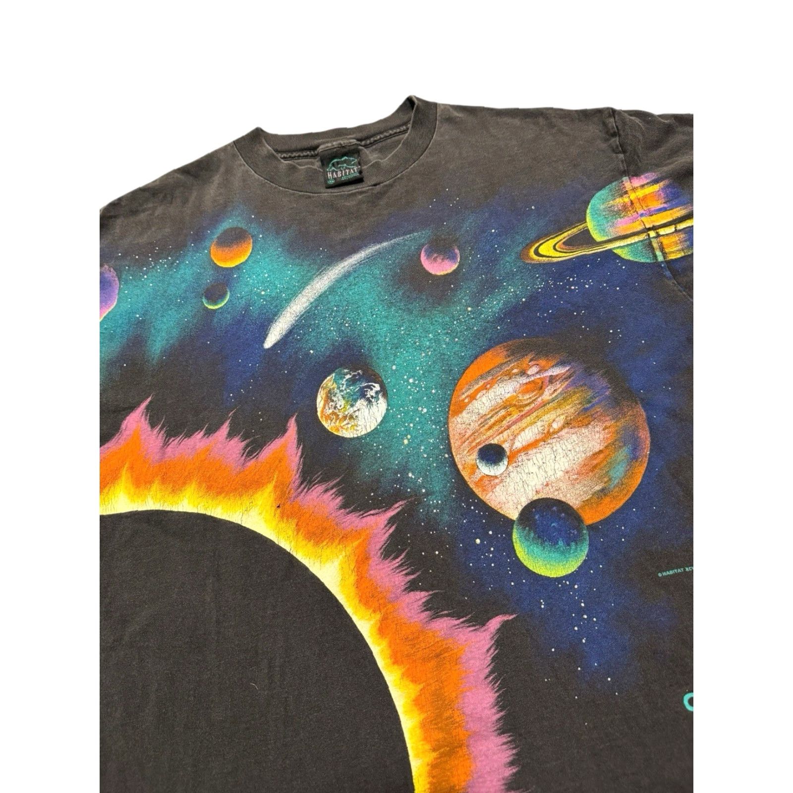 Vintage VINTAGE 90s SPACE PLANETS T SHIRT AOP SINGLE STITCH BLACK XL MADE IN USA BLUE Size US XL / EU 56 / 4 - 5 Thumbnail
