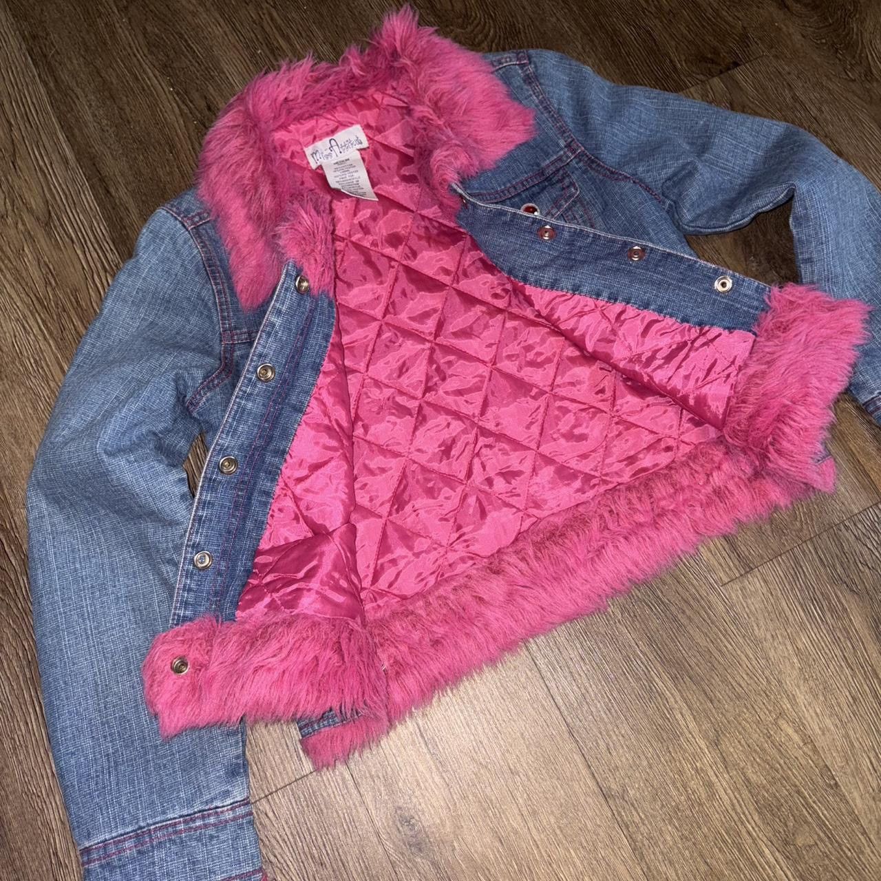 Other 90s Pink faux fur denim jacket with quilted interior Size M / US 6-8 / IT 42-44 - 2 Thumbnail