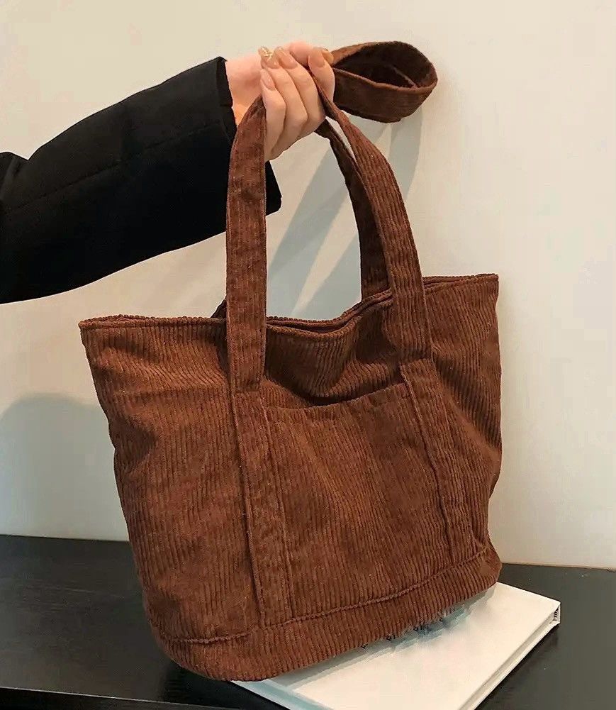 Vintage Brown Corduroy Casual Shoulder Bag Size ONE SIZE - 3 Thumbnail