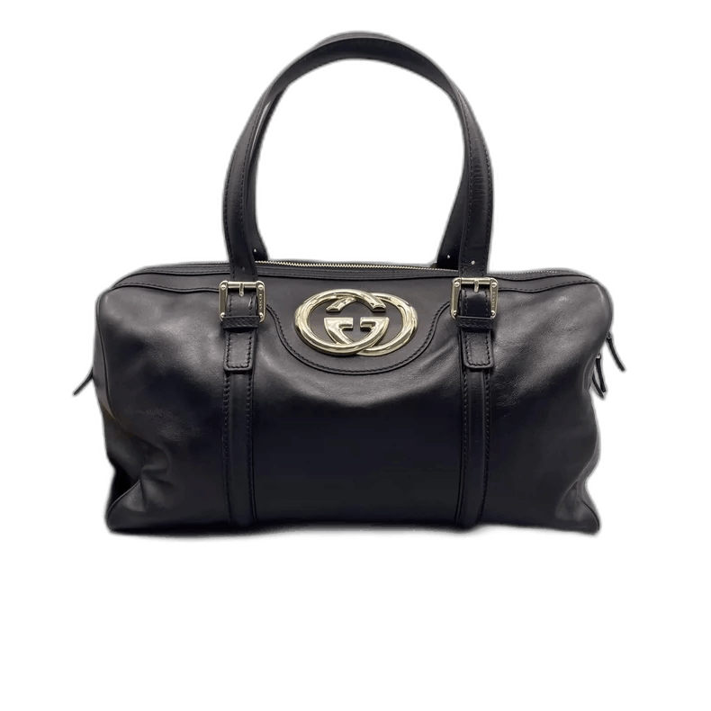 Gucci Gucci Black Leather Boston Tote Bag Size ONE SIZE - 1 Thumbnail
