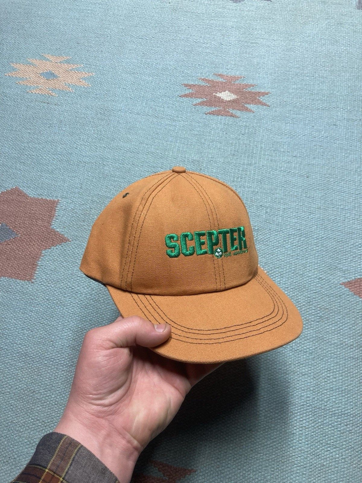 Vintage Vtg Strapback hat canvas scepter herbicide farm feed tan Size ONE SIZE - 1 Thumbnail