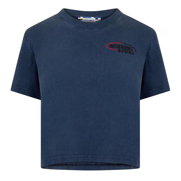 Missoni o1g2r1mq1124 Sport Logo Crop T Shirt in Dark Blue Size M / US 6-8 / IT 42-44 - 1 Thumbnail