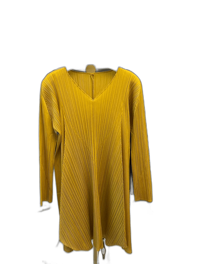 Issey Miyake Yellow Pleated Long Top Dress With Sleeves-yf Size US M / EU 48-50 / 2 - 1 Thumbnail