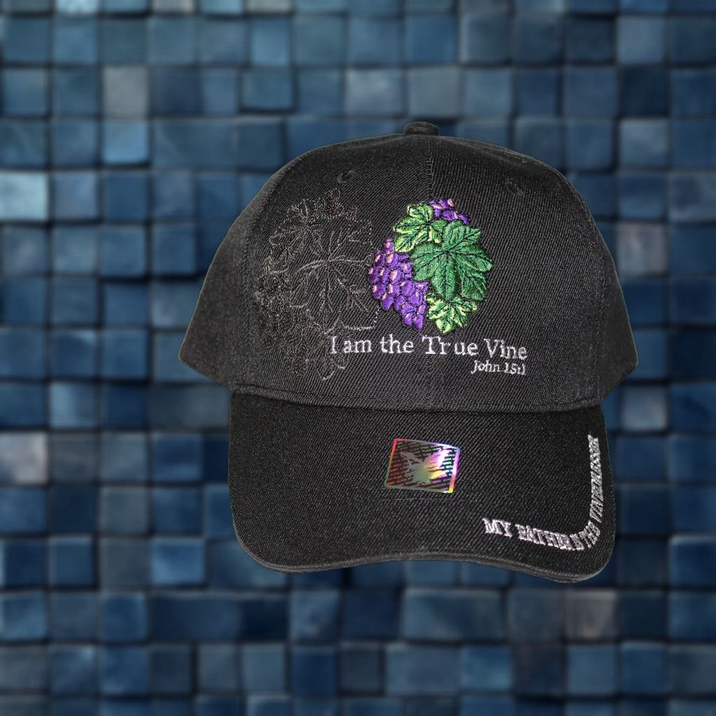 Vintage CALI Adjustable Black Baseball Cap - "I Am the True Vine" Religious Theme - Mens Size ONE SIZE - 1 Thumbnail