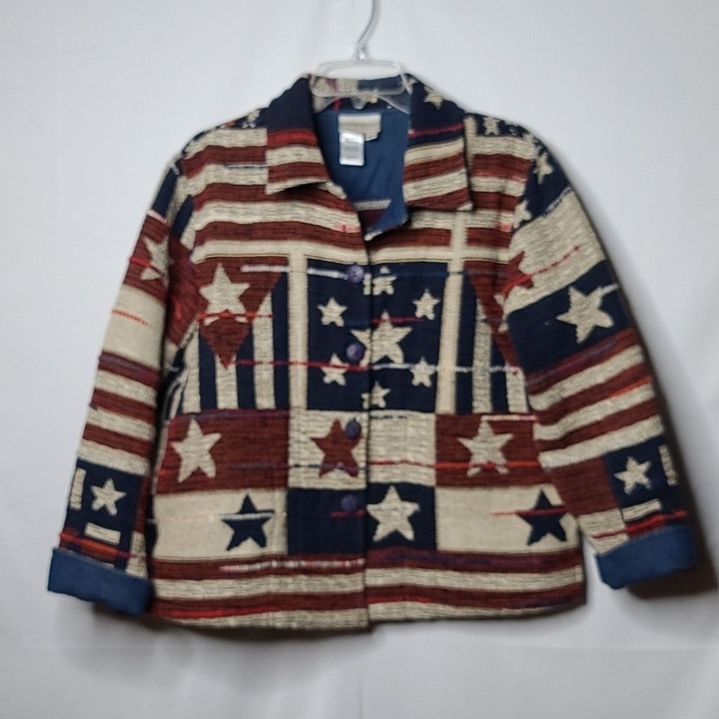 The Unbranded Brand Coldwater Creek Vintage Tapestry patriotic flag jacket M Size M / US 6-8 / IT 42-44 - 2 Thumbnail