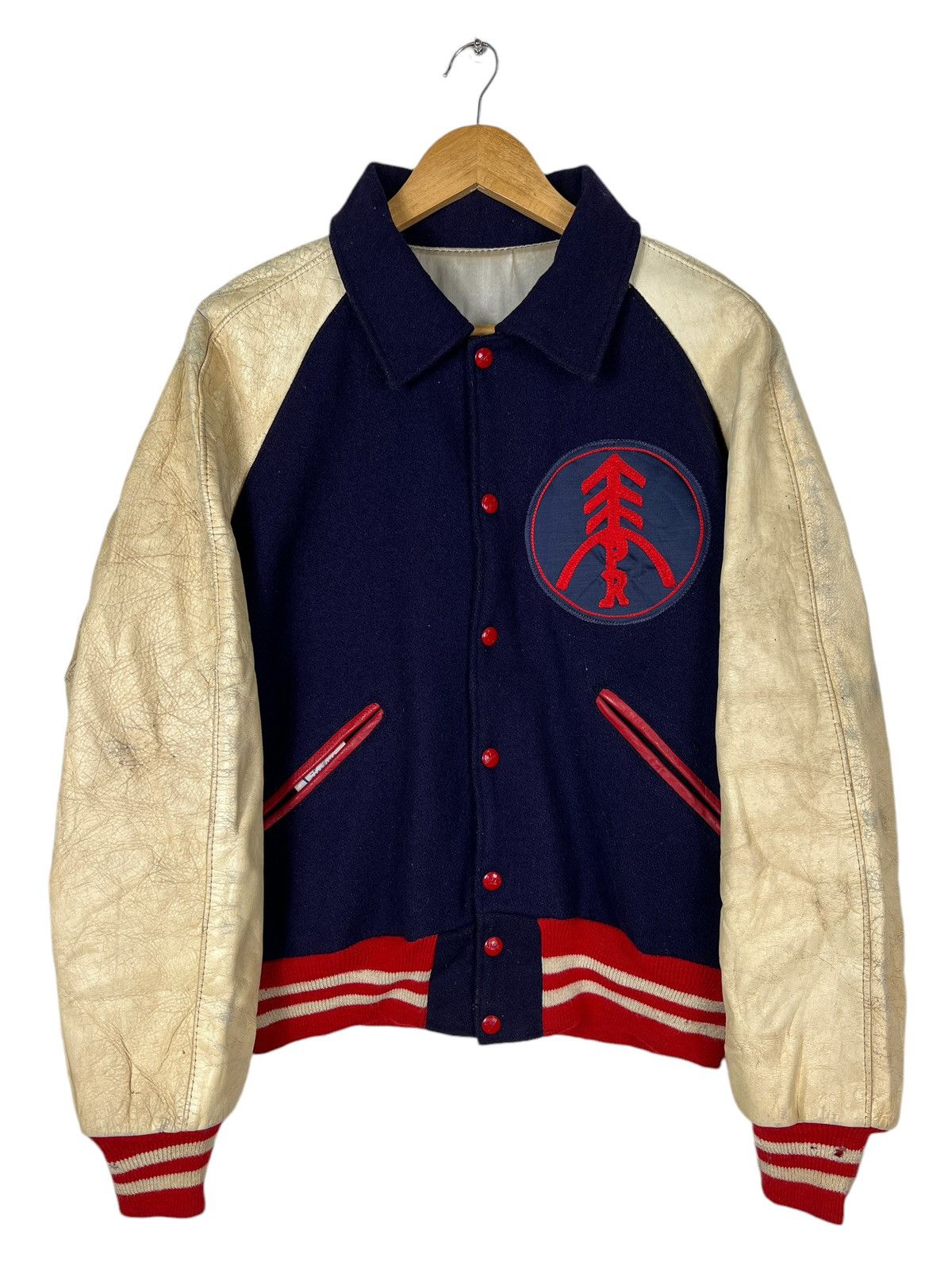 Vintage 🔥 50s VINTAGE SPEEDLINE STADIUM VARSITY BOMBER JACKET Size US L / EU 52-54 / 3 - 4 Thumbnail