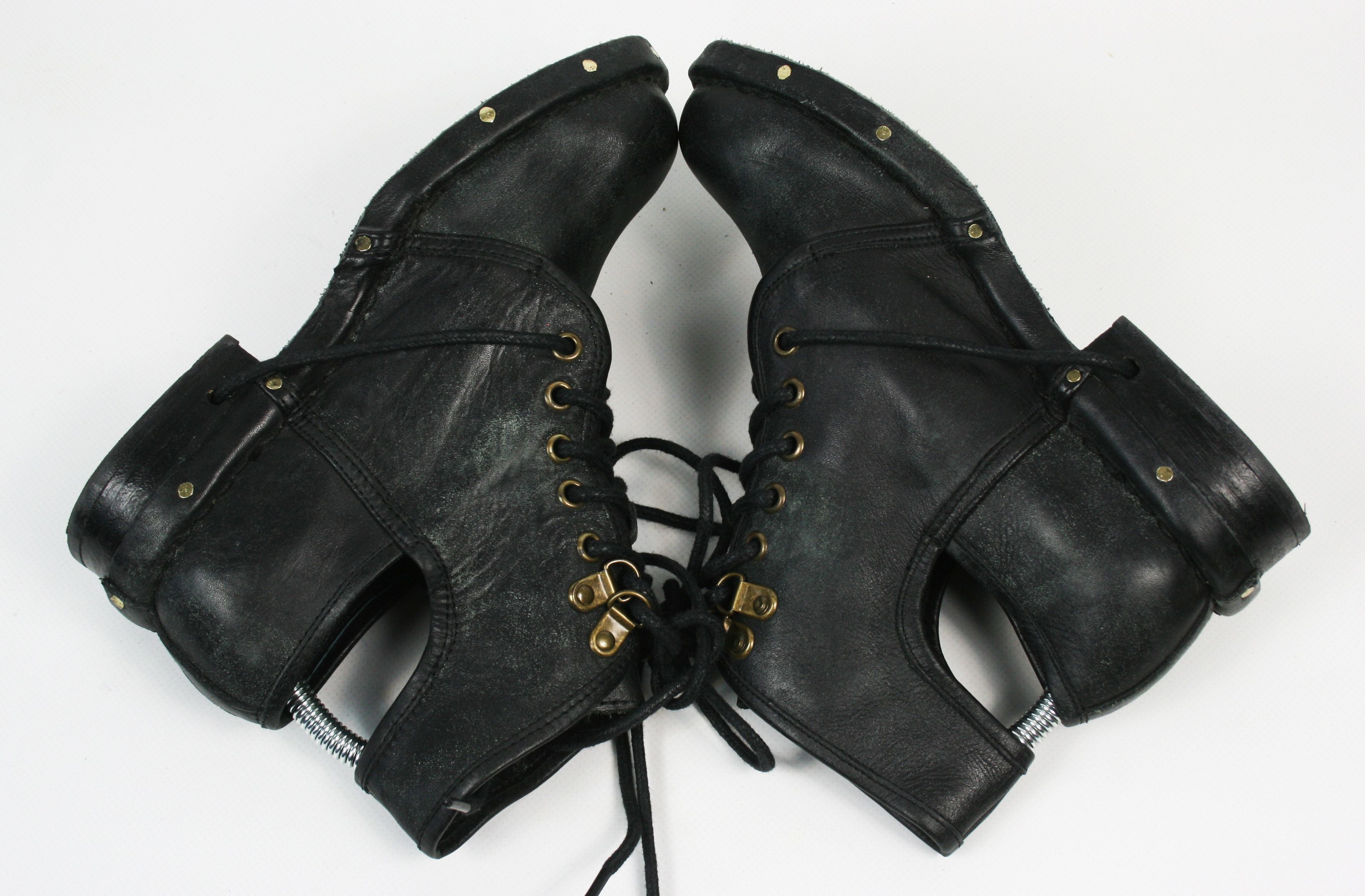 Jeffrey Campbell 00S Combat Y2K Leather Open Heel Boots Size US 5 / IT 35 - 6 Thumbnail