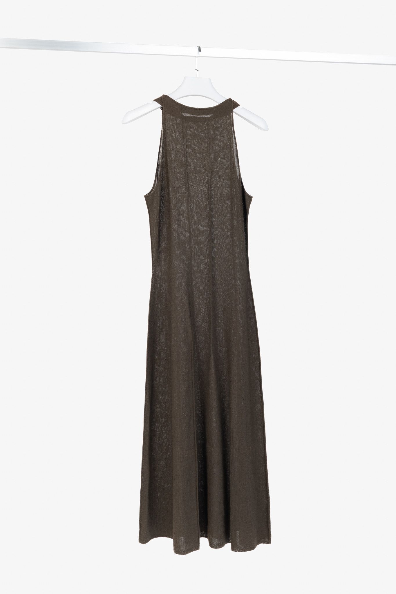 Sarah Pacini Sarah Pacini Brown Knit Rib-Accent Maxi Dress Size S / US 4 / IT 40 - 2 Thumbnail