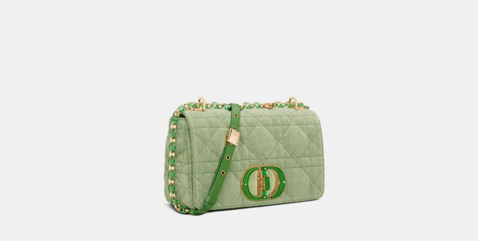 image of O1W1Db10124 Size: Os Medium Dior Caro Bag In Green, Women's