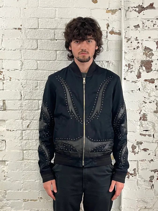 Just Cavalli 2010s Cavalli Black Studded Star Bomber Jacket Size US M / EU 48-50 / 2 - 2 Thumbnail