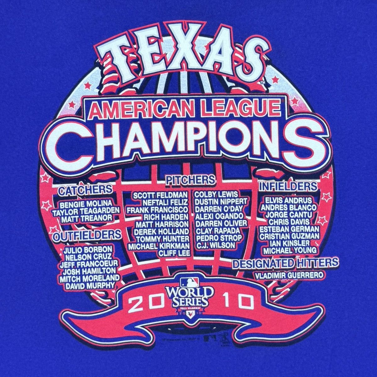 MLB MLB Gen Merch 2010 American League Champs Texas Rangers Tee Size US XXL / EU 58 / 5 - 4 Thumbnail