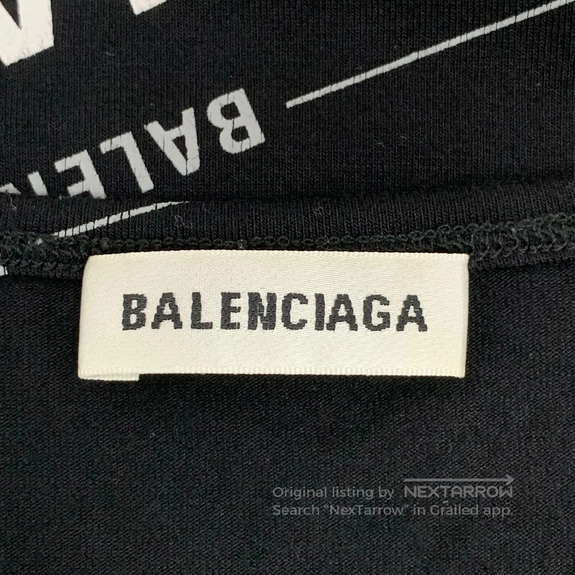 Balenciaga Balenciaga Black Stripe Logo Letter Barrage Round Neck Lon Size US M / EU 48-50 / 2 - 5 Thumbnail
