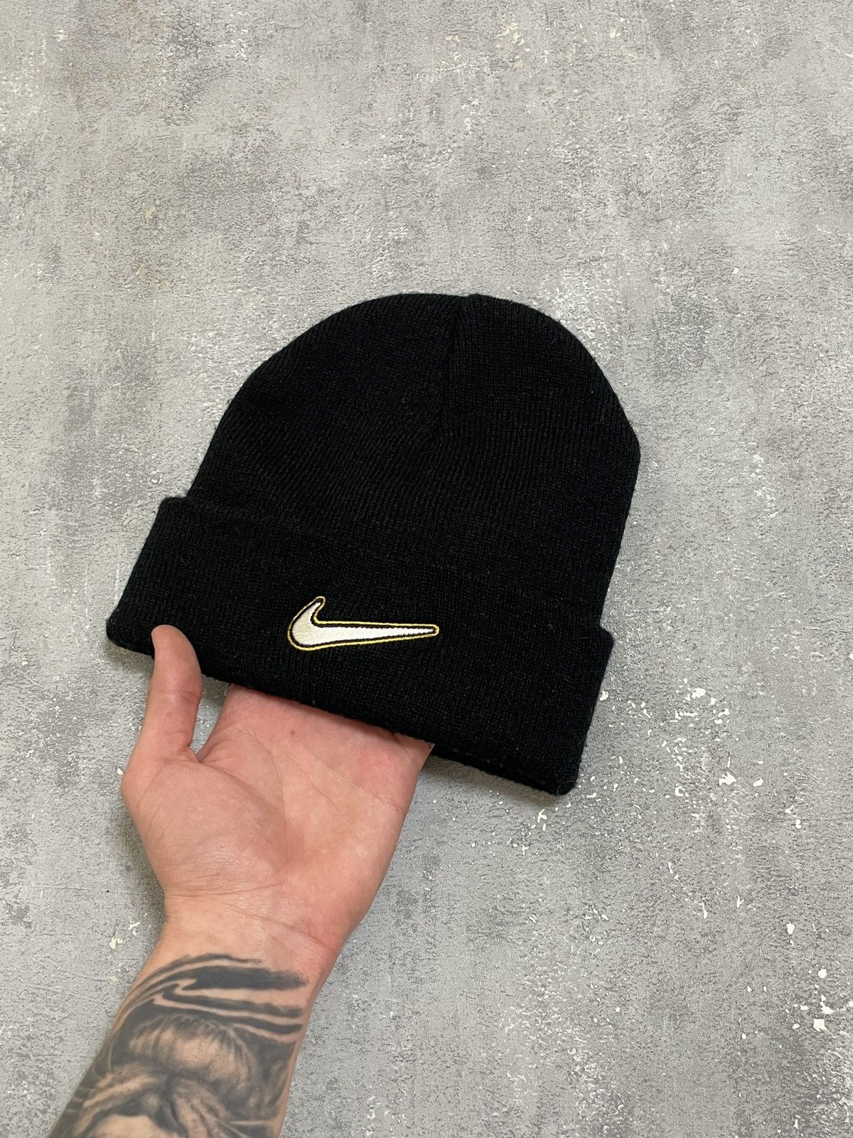 Nike Nike Vintage Nike Y2K 90's Big Swoosh Logo Black Hat Beanie Size ONE SIZE - 3 Thumbnail