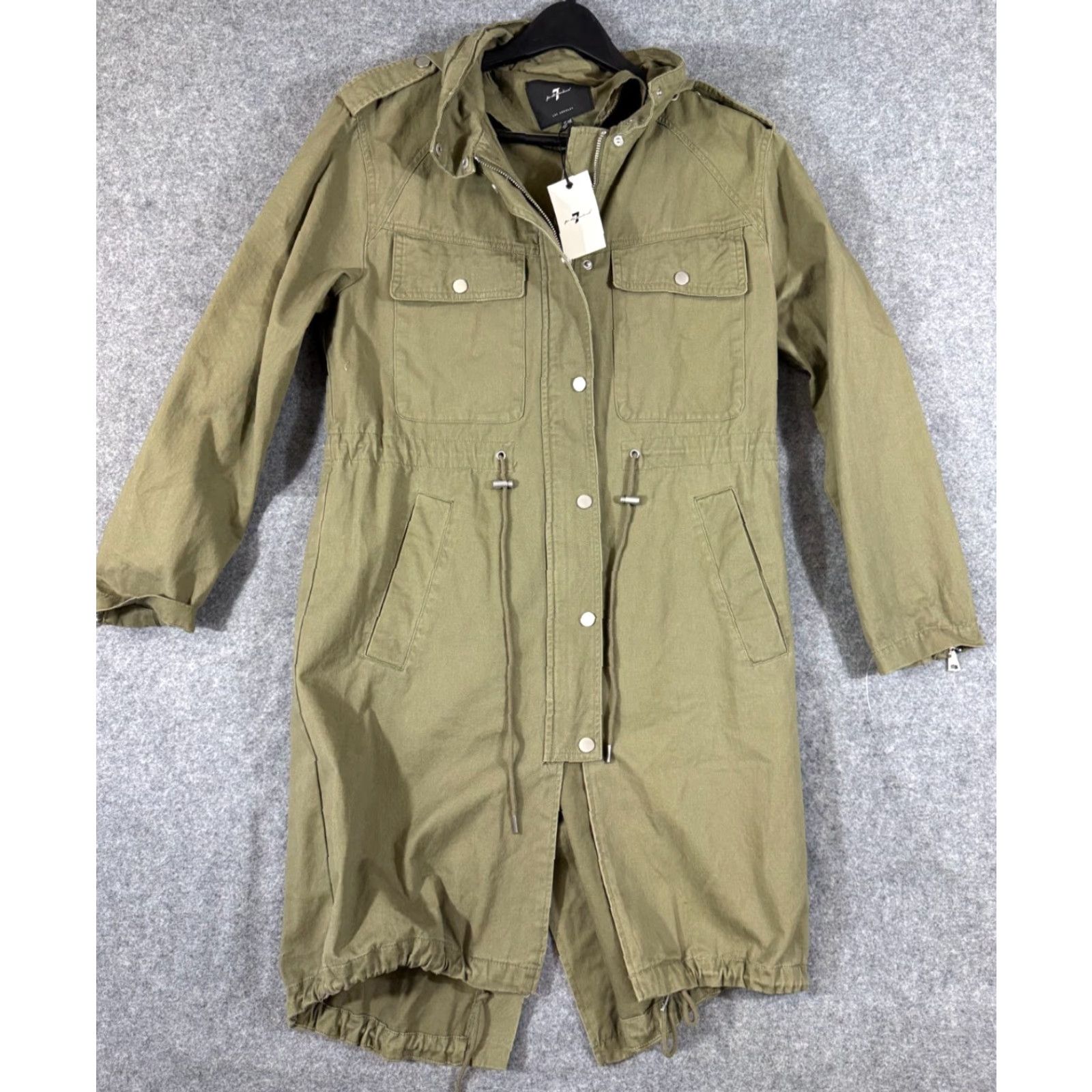 7 For All Mankind VINTAGE 7 For All Mankind Military Parka Jacket Womens M Army Green Hooded Full Zip Snap NWT Size M / US 6-8 / IT 42-44 - 2 Thumbnail