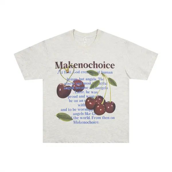 Japanese Brand Komura x Miwa Grey Cherry Print Loose Casual Cotton T-Shirt Size US L / EU 52-54 / 3 - 7 Thumbnail
