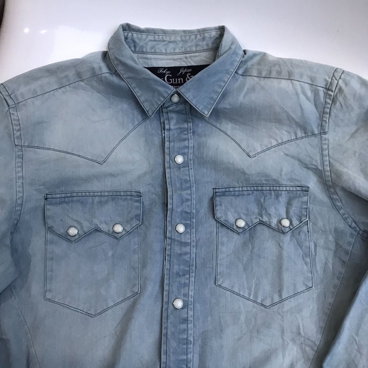 Cowboy Equipment × If Six Was Nine × Japanese Brand Vintage Slowgun Japan Ranchwear Cowboy Shirt Size M denim Size US S / EU 44-46 / 1 - 3 Thumbnail