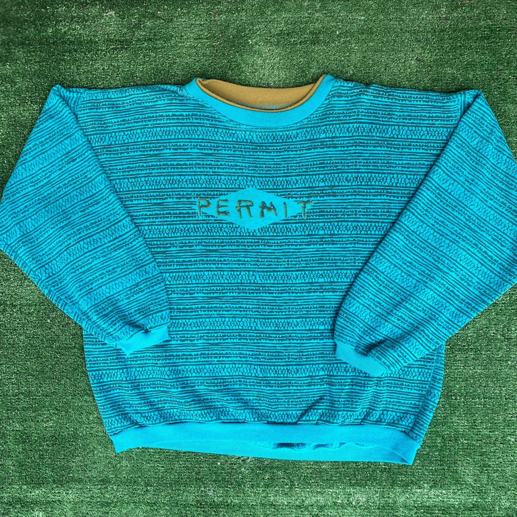 Vintage Vintage 80s Permit Geometric Sweatshirt Surf Logo Crewneck Size US M / EU 48-50 / 2 - 1 Thumbnail