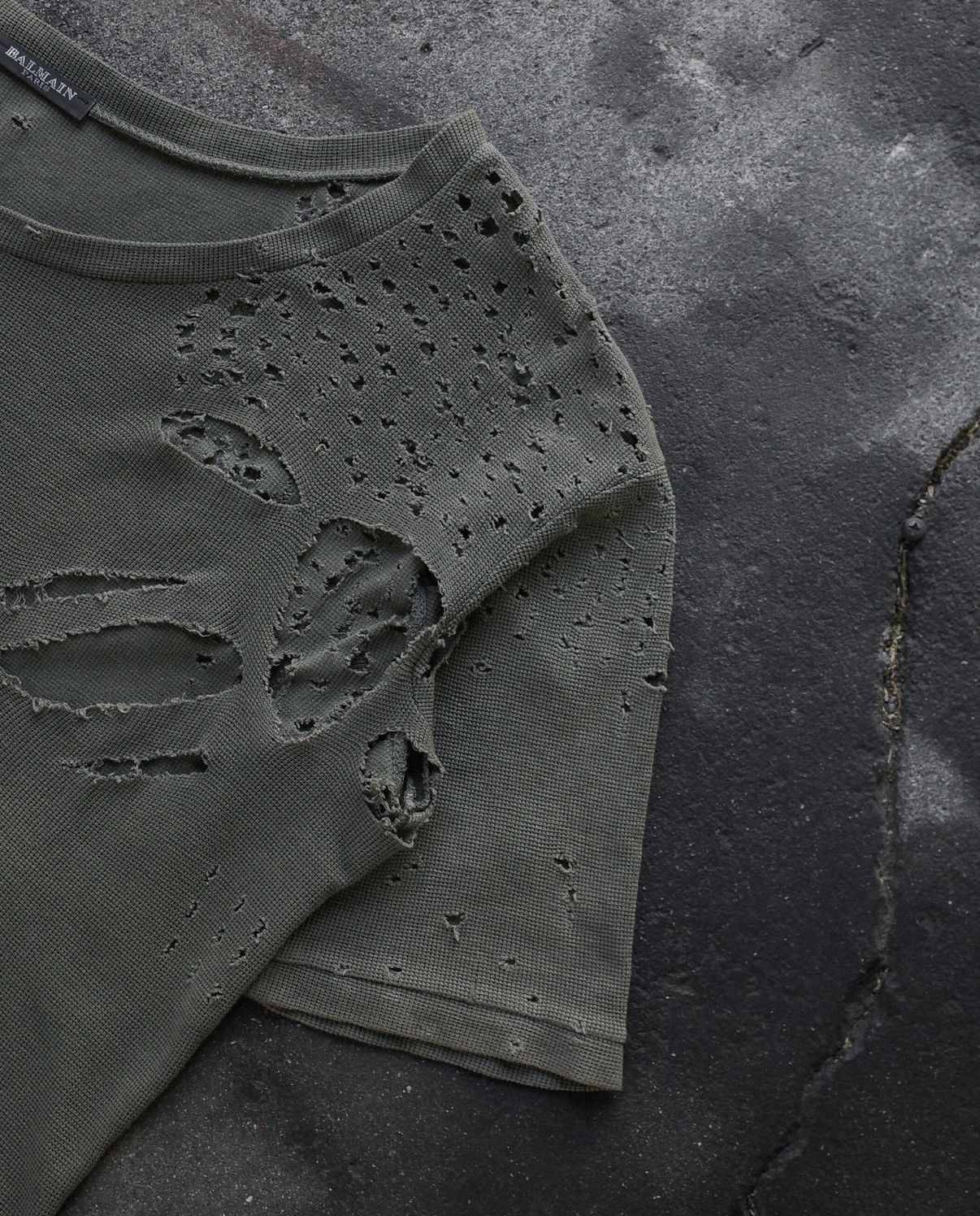 Balmain SS10 Distressed Thermal Bullet Tee - Christophe Decarnin Size US XL / EU 56 / 4 - 3 Thumbnail