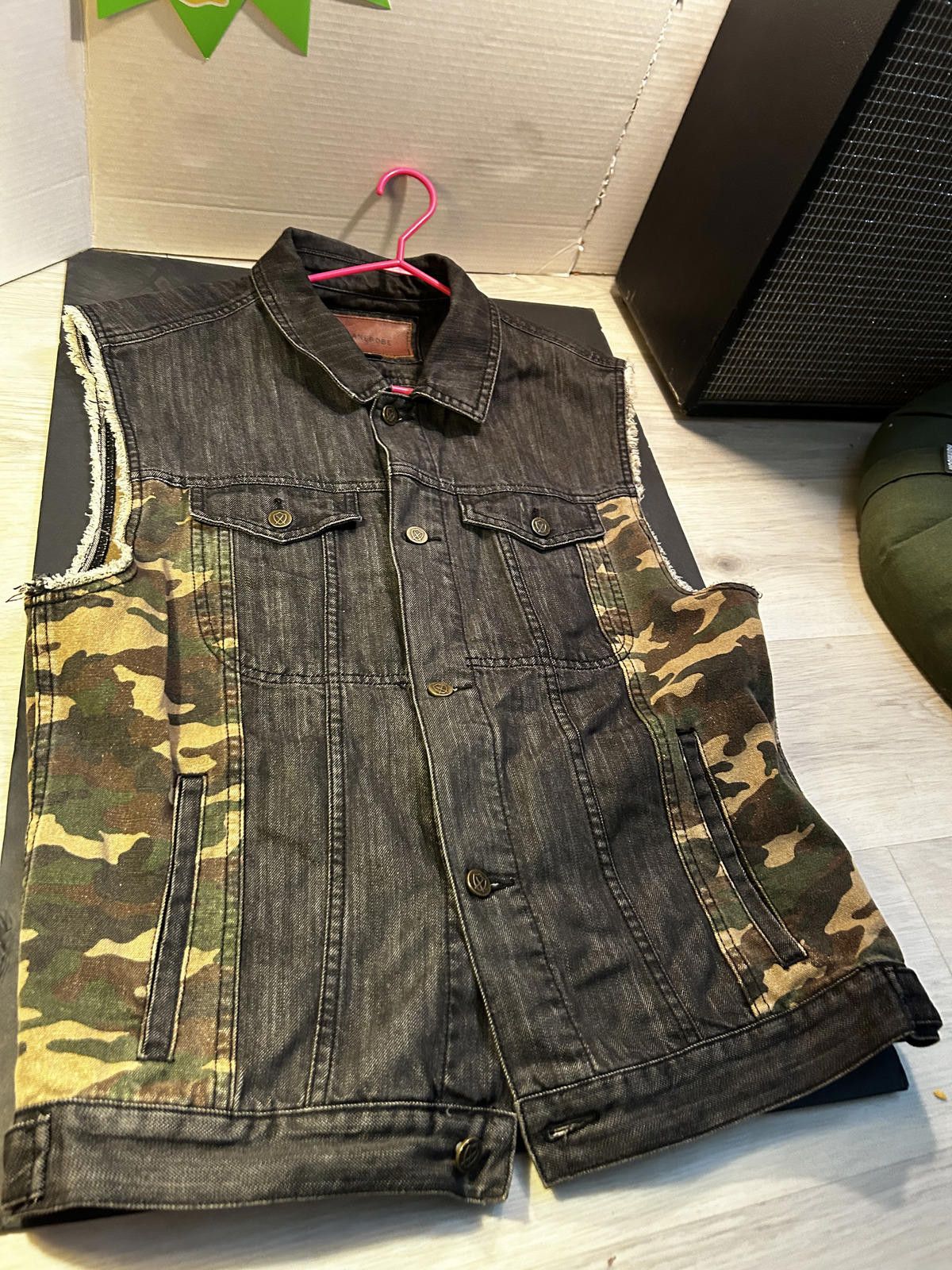 Zanerobe Zanerobe Cutoff Camo Black Denim Biker Vest - XL Size US XL / EU 56 / 4 - 1 Thumbnail