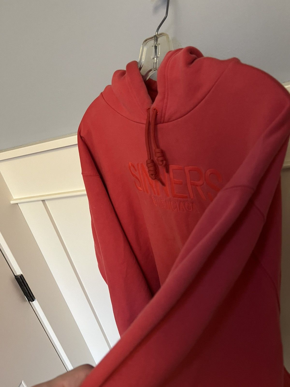 Balenciaga Balenciaga 017 SINNERS embroidered faded red pullover hoodie Size US L / EU 52-54 / 3 - 10 Thumbnail