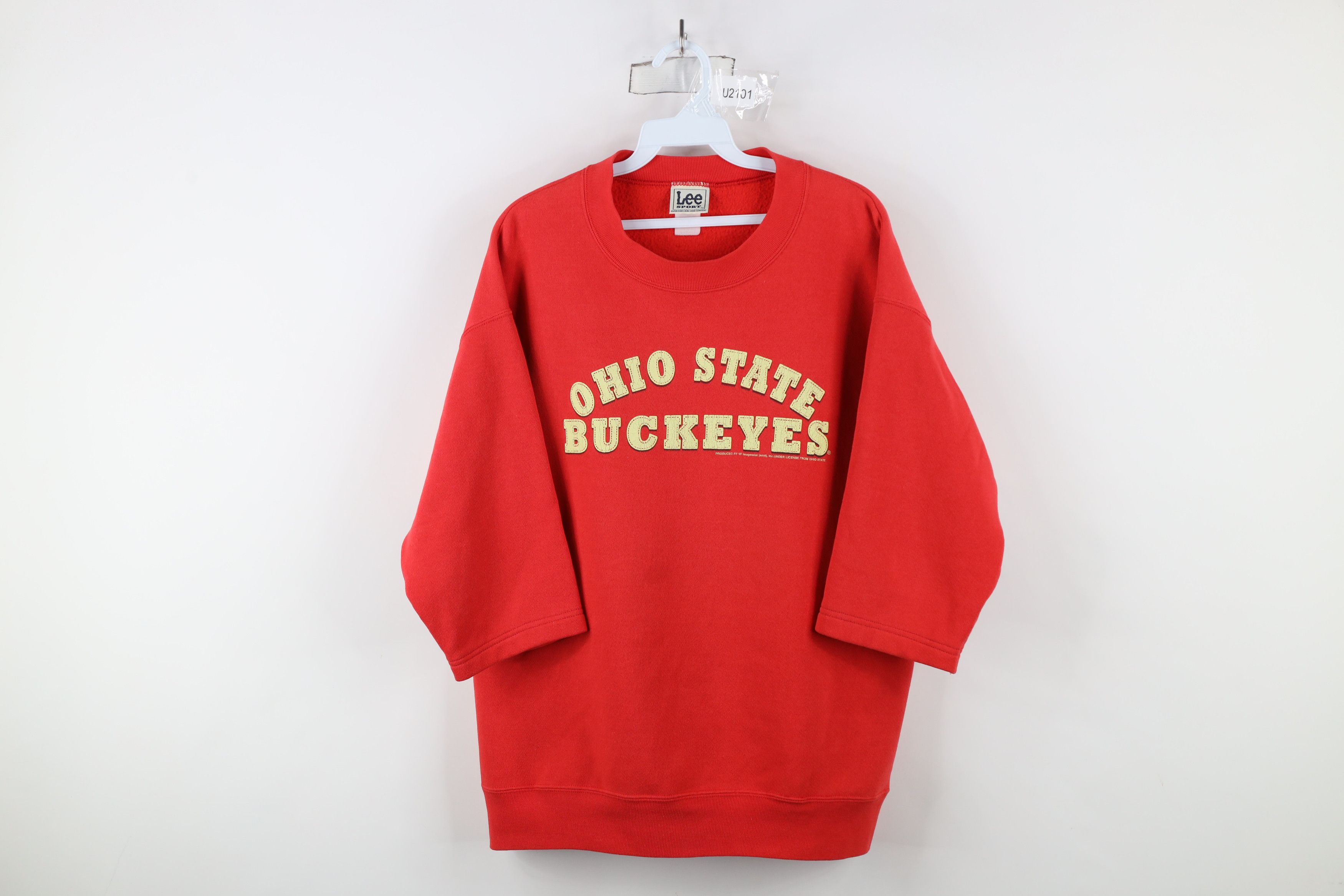 Vintage Vintage 90s State University Short Sleeve Sweatshirt Red Size US L / EU 52-54 / 3 - 1 Thumbnail